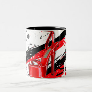 Schwarz, Rot und Weiß, heiße High Heels Zweifarbige Tasse
