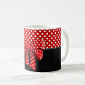 Schwarz, Rot und Weiß Polka Dots Ribbon Kaffeetasse (VorderseiteRechts)