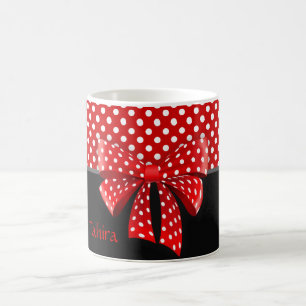 Schwarz, Rot und Weiß Polka Dots Ribbon Kaffeetasse