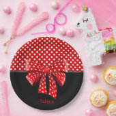 Schwarz, Rot und Weiß Polka Dots Ribbon Pappteller (Party)