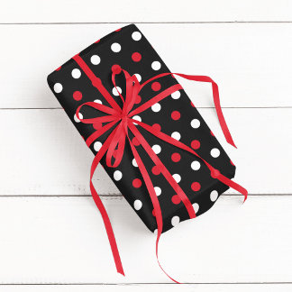 Schwarz Rot und Weiß Tupfen Geschenkpapier
