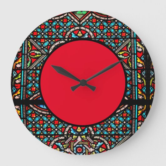 Schwarz-rot-verkettete Glaswand-Uhr Große Wanduhr (Vorderseite)