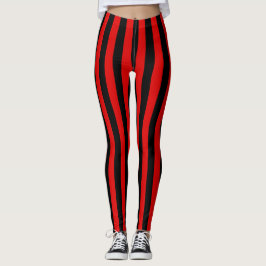Schwarz Rot Vertikale breiter Streifen Frauen sexy Leggings