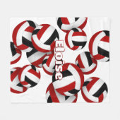 Schwarz-Rot-Volleyball-Mädchenteam-Farben Fleecedecke (Vorderseite (Horizontal))