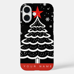 Schwarz/Rot Weihnachten iPhone 16 Hülle