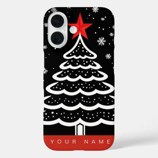 Schwarz/Rot Weihnachten Case-Mate iPhone Hülle (Rückseite)