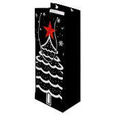 Schwarz/Rot Weihnachten Geschenktüte Für Weinflaschen (Rückseite Schrägansicht)