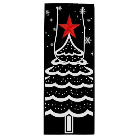 Schwarz/Rot Weihnachten Geschenktüte Für Weinflaschen (Vorderseite)