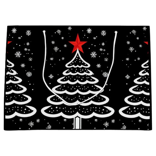Schwarz/Rot Weihnachten Große Geschenktüte (Vorderseite)