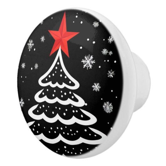 Schwarz/Rot Weihnachten Keramikknauf (Rechts)