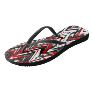 Schwarz-Rot-Weiß-abstrakt Badesandalen