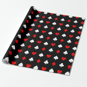 Schwarz-Rot-Weiß-Casino-Kartensymbole Geschenkpapier