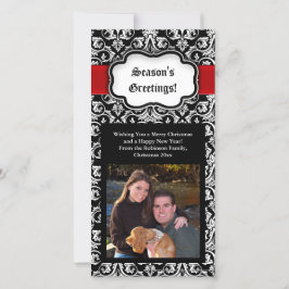 Schwarz/Rot/Weiß Damasaison - Fotokarte der Begrüß Feiertagskarte