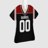 Schwarz/Rot/Weiß Fußball Jersey Ornament (Vorderseite)