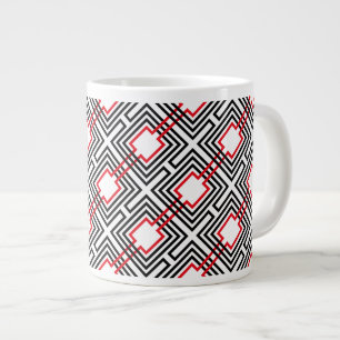 Schwarz Rot & Weiß Geometrisch Jumbo-Tasse