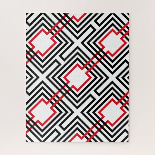 Schwarz Rot & Weiß Geometrisch Puzzle (Vertikal)