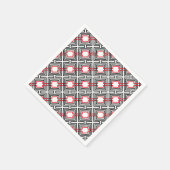 Schwarz Rot & Weiß Geometrisch Serviette (Ecke)