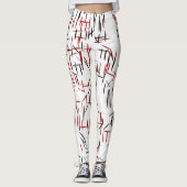Schwarz-Rot-Weiß-Linien Leggings (Vorderseite)