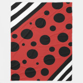 Schwarz-Rot-Weiß-Polka-Punkte und -Streifen Blanke Fleecedecke (Vorderseite)