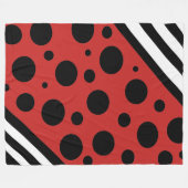 Schwarz-Rot-Weiß-Polka-Punkte und -Streifen Blanke Fleecedecke (Vorderseite (Horizontal))