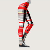 Schwarz-Rot-Weiß-Streifen abstrakt Leggings (Rechts)
