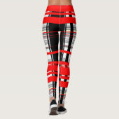 Schwarz-Rot-Weiß-Streifen abstrakt Leggings (Rückseite)