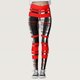 Schwarz-Rot-Weiß-Streifen abstrakt Leggings