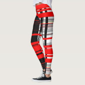 Schwarz-Rot-Weiß-Streifen abstrakt Leggings (Links)