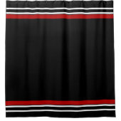 Schwarz-Rot-Weiß-Streifen Duschvorhang (Vorderseite)