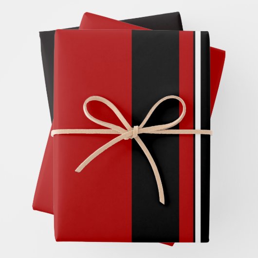 Schwarz-Rot-Weiß-Streifen Geschenkpapier Set (Beispiel)