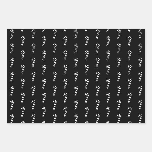 Schwarz-Rot-Weiß-Zuckerrohrmuster Geschenkpapier Set (Vorderseite)