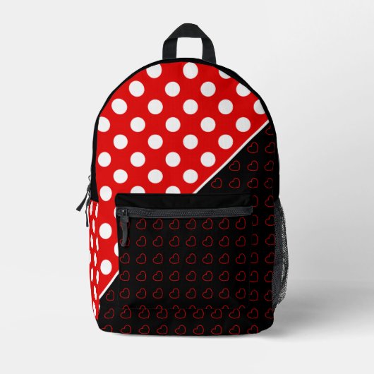 Schwarz-Rot-Weißer Rucksack für Mädchen (Vorderseite)