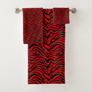 Schwarz-Rot-Zebra Badhandtuch Set