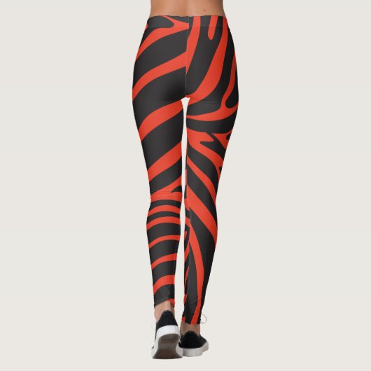 Schwarz-Rot-Zebra-Print Leggings (Rückseite)