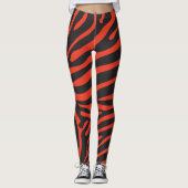 Schwarz-Rot-Zebra-Print Leggings (Vorderseite)