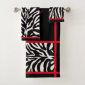 Schwarz-Rot-Zebra-Set Badhandtuch Set (Insitu)
