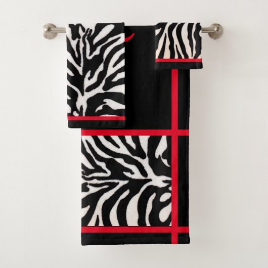 Schwarz-Rot-Zebra-Set Badhandtuch Set (Insitu)