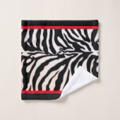 Schwarz-Rot-Zebra-Set Badhandtuch Set (Waschlappen)
