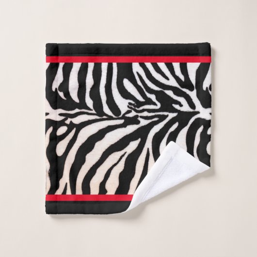 Schwarz-Rot-Zebra-Set Badhandtuch Set (Waschlappen)