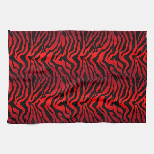 Schwarz-Rot-Zebrastreifen Geschirrtuch (Horizontal)