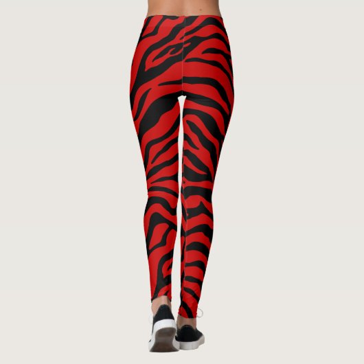 Schwarz-Rot-Zebrastreifen Leggings (Rückseite)