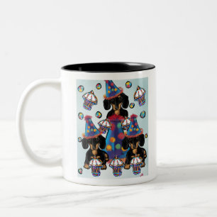 Schwarz-Rotbraune Dachshunde Zweifarbige Tasse
