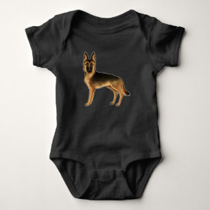 Schwarz-Rotbraune Deutsche Schäferhund-Kunstzeichn Baby Strampler