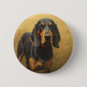 Schwarz-Rotbrauner Laufhund Button (Vorderseite)