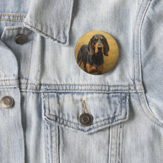 Schwarz-Rotbrauner Laufhund Button (Beispiel)