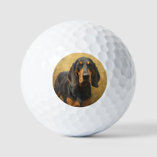 Schwarz-Rotbrauner Laufhund Golfball (Vorderseite)