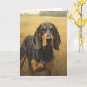 Schwarz-Rotbrauner Laufhund Karte (Gelbe Blume)