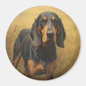 Schwarz-Rotbrauner Laufhund Magnet (Vorne)