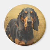 Schwarz-Rotbrauner Laufhund Magnet (Vorne)