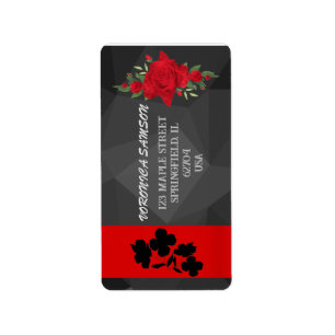 Schwarz Rote Flora Gradient Elegant Moderner Chic Adressaufkleber